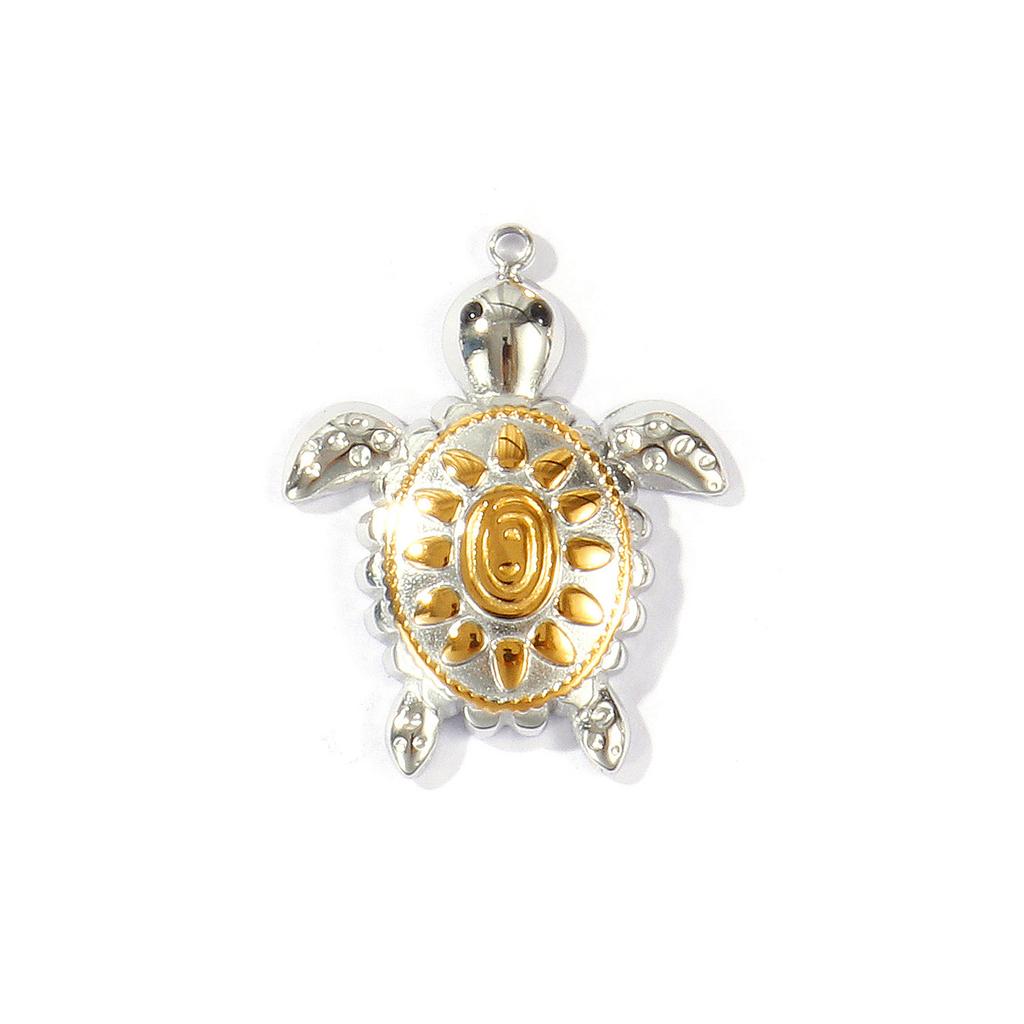 2 PCs 304 Stainless Steel Ocean Charms Starfish Turtle Sun  Flower18K Gold Plated & Silver Tone Two Tone Pendants DIY Necklace