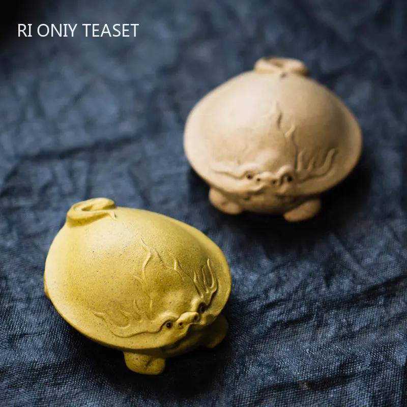 

Китайский чайный сервиз из фиолетовой глины Исин, ручная работа, статуэтка черепахи Lucky Rich, украшение для чайного сервиза Zisha 6.2x5.3x2.3cm