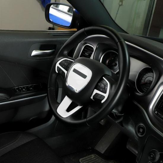 Steering Wheel Panel Cover Decor Trim For Dodge Challenger/Charger 2015+ White