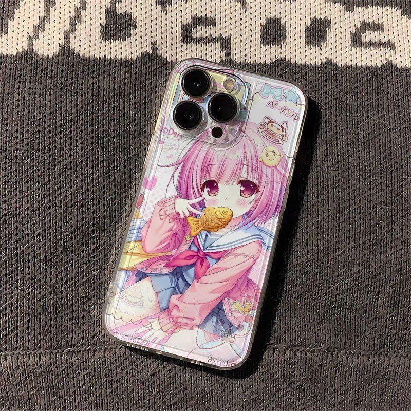 

Kawaii Anime Girl Clear Phone Case for iPhone 17 16 15 14 13 12 11 16E Series Pro Max Plus Double Layer Protection iphone 14