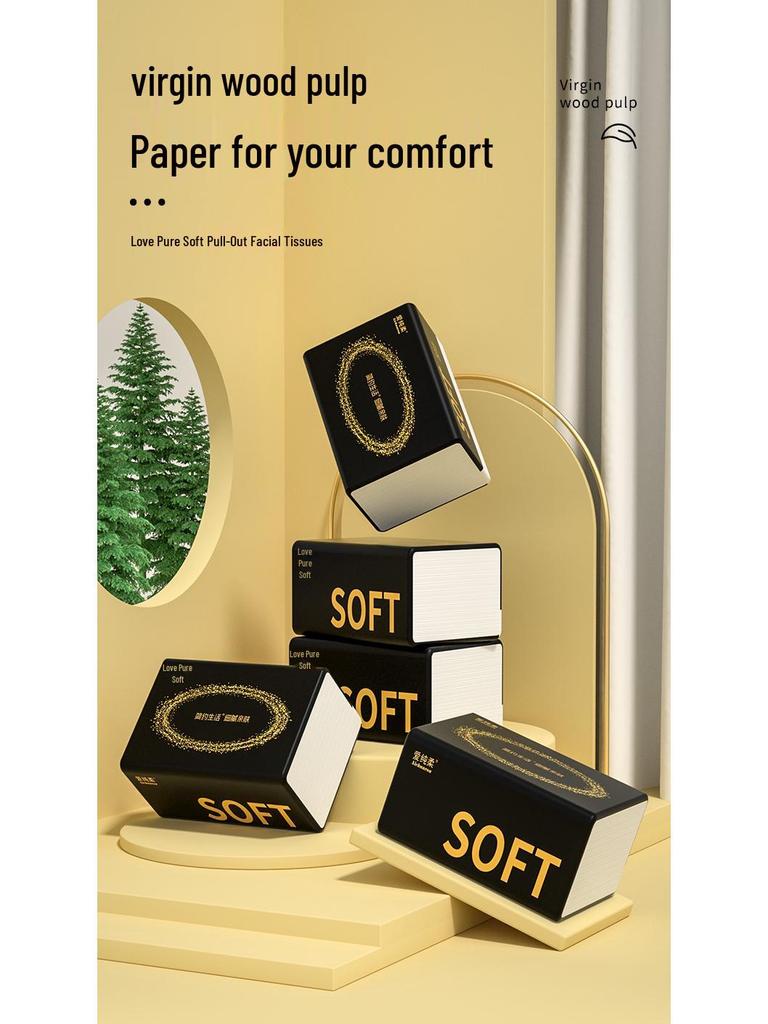 300 Sheets Facial Tissue Pack - 30 Large Packs of Wood Pulp Napkins and Hand Wipes