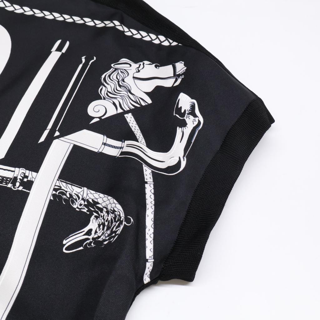 Hermes [/Domestic Regular] Cannes Et Cannes Twill Elene Knit Dress 38 Black WhiteUsed
