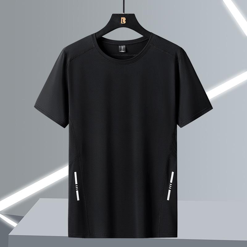 Men's Summer Slim Fit Ice Silk T-shirt - Breathable, Moisture-Wicking, Quick-Drying, Cooling Round Neck