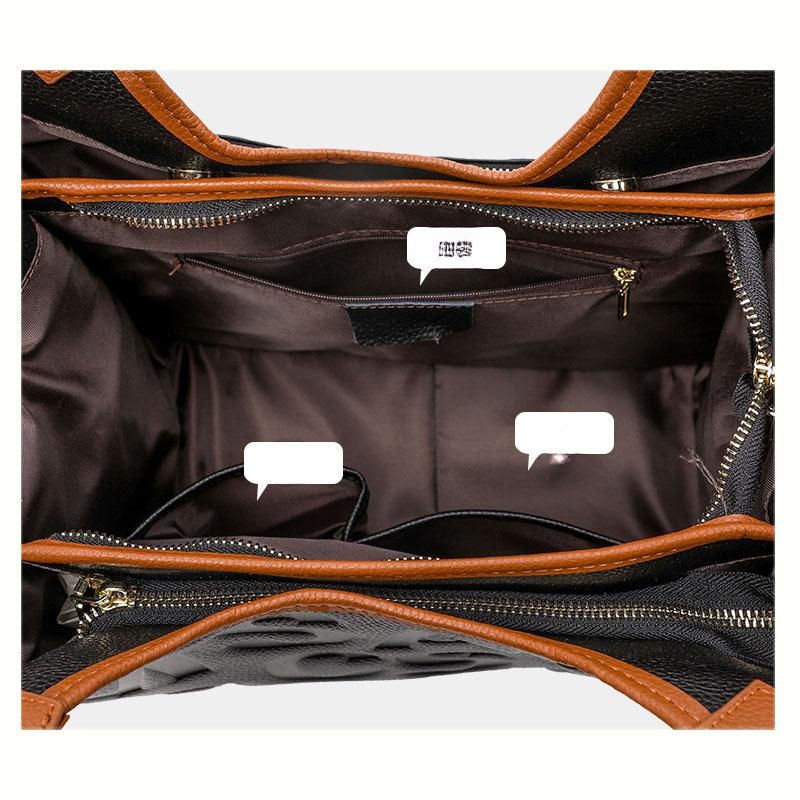 Kontrastierende Handtasche für den Arbeitsweg Neuer Stil aus Rindsleder erster Schicht mit großer Kapazität Lässige Umhängetasche für den täglichen Gebrauch