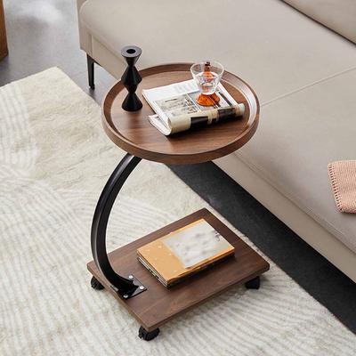 Sofa Side Table Stylish Simple Versatile Dual Layer Couch End Table for Living Room Bedroom Round