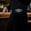 Black Embossed Waist Belt with Texture Design, Metal Buckles and PU Waist Strap for Street Wear Styling Pants Accessories