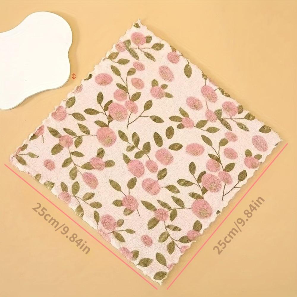 30/1 Pack Purple Pink Floral Kitchen Cloths, Thick Large Oil-proof Water Absorbent Dish Towels Household Cleaning Wipes
