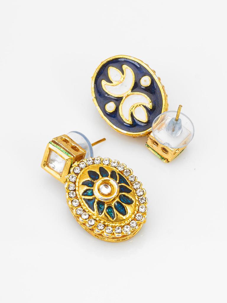 Gold-Plated Lavender Stone-Studded & Beaded Handcrafted Jewellery Set