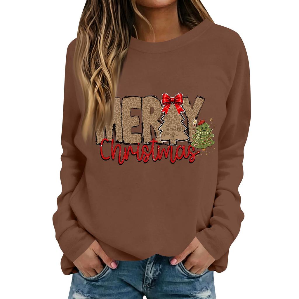 Women's Casual Christmas Print Long Sleeve Round Neck Top