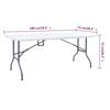 VidaXL Table pliable de jardin avec 2 bancs 180 cm Acier et PEHD Blanc