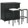VidaXL 3-piece Bar Set Woven Resin Black