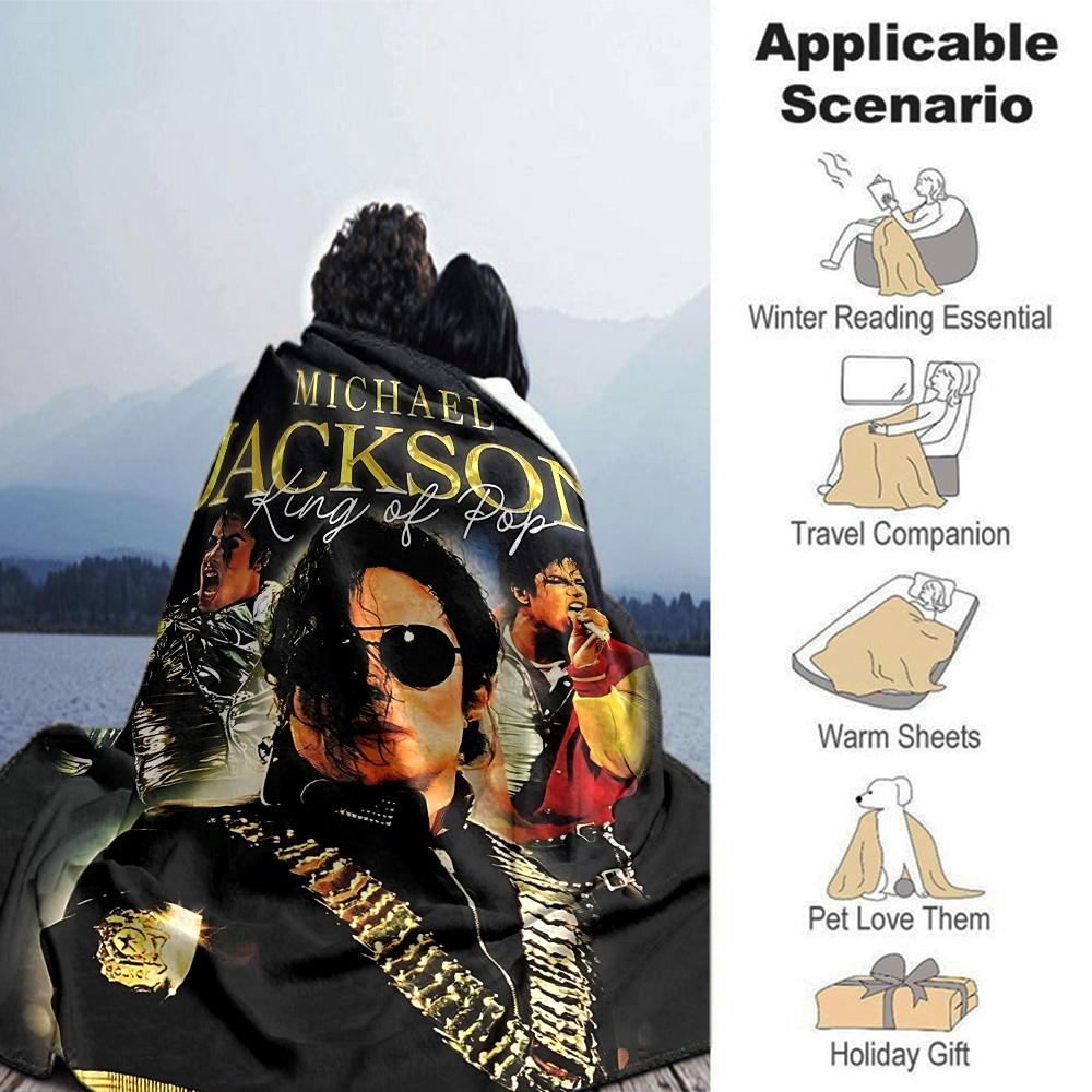 Michael Jackson Pop Flannel Blanket Super Soft Warm Cozy Blanket For Sofa Bed Office Travel Allseason Home Decor Gift