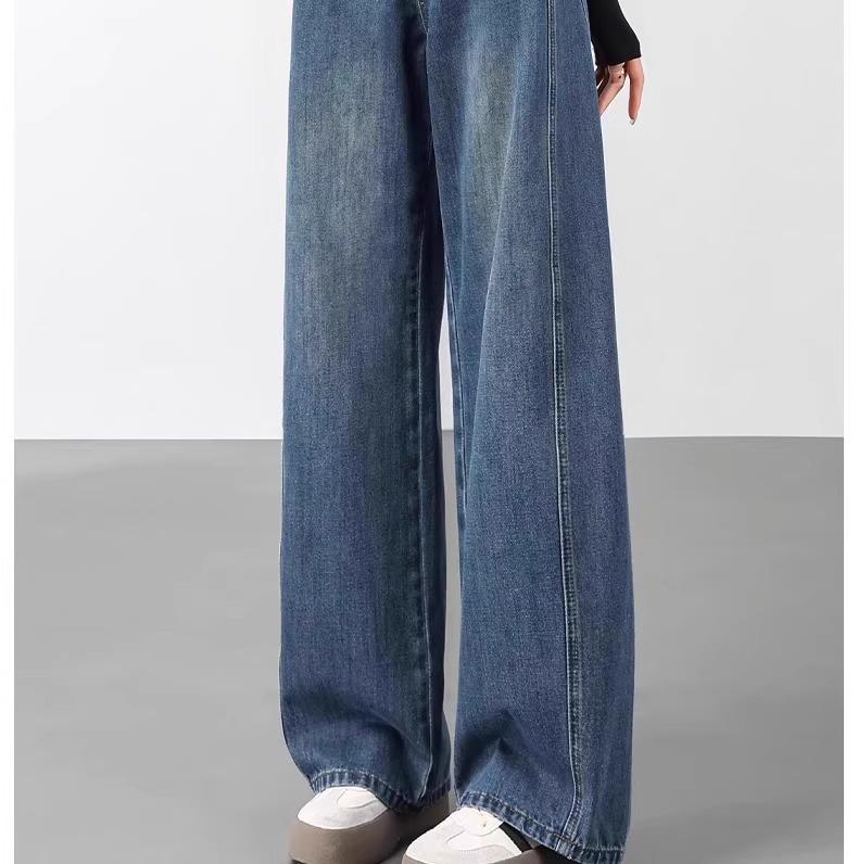 2025 Women's High-Waisted Straight-Leg Jeans: Slimming Loose Fit for Spring & Autumn