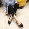Fashion Shoes For Women 2025 Formal Pointed Toe Ladies Summer Footwear Black Luxury Leather Casual Low Heel Elegant Korean Style