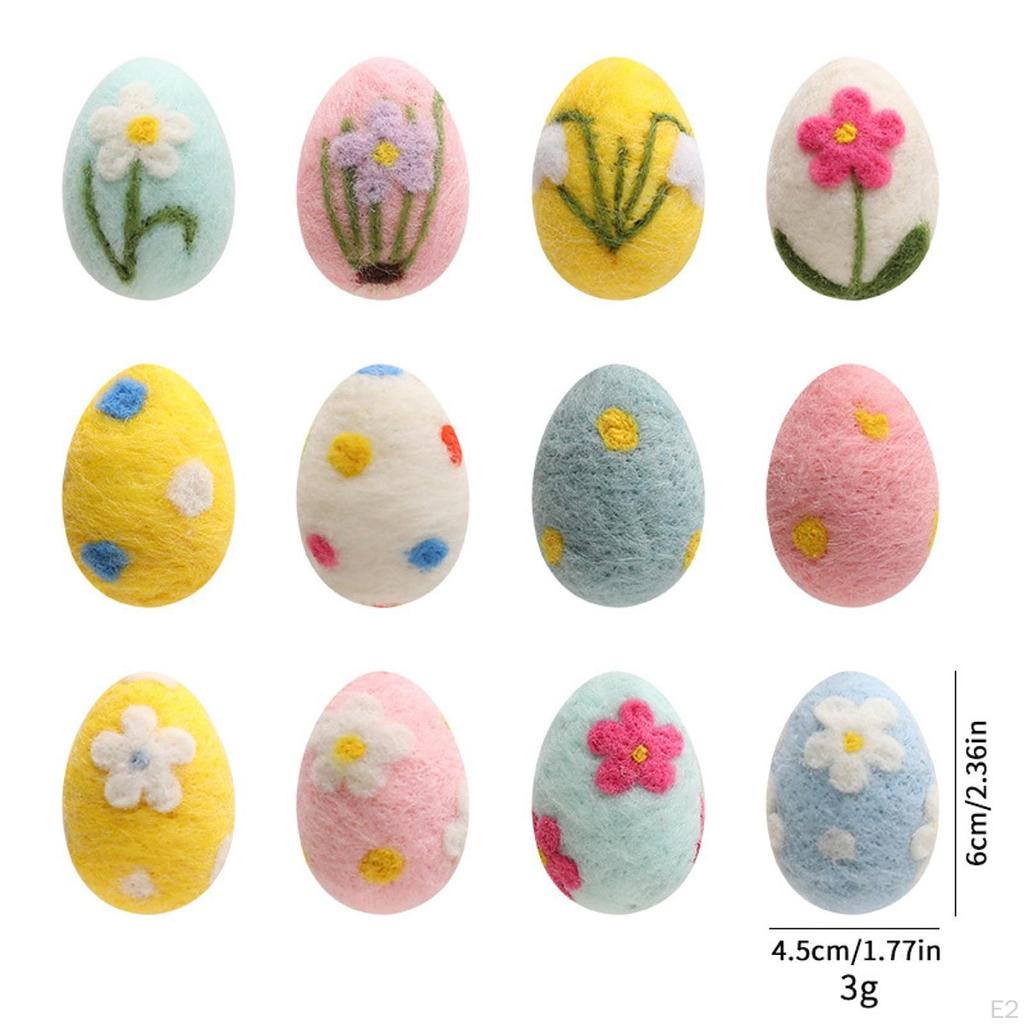 12Pcs Felted Easter Eggs Decor, Ornaments ,Party Supplies, Art Creative Decoration Colorful