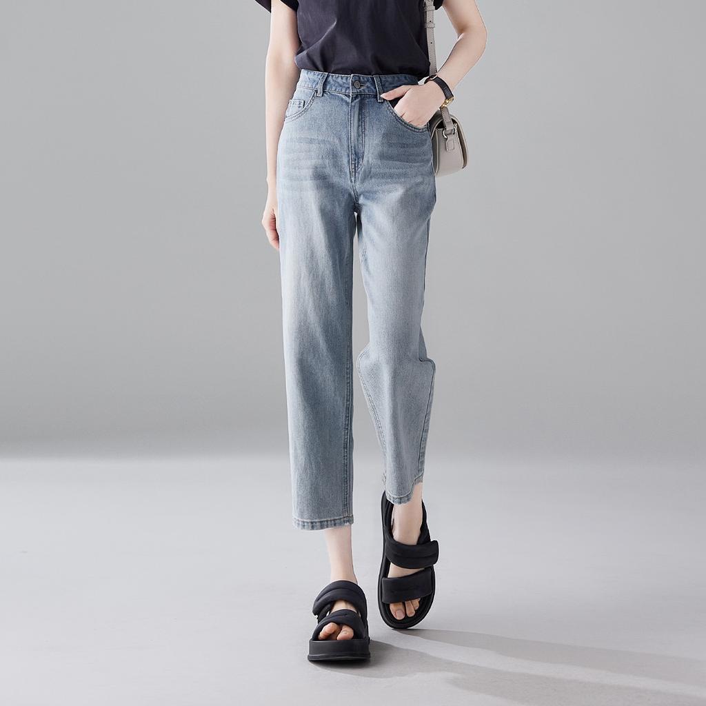 High Waisted Denim Cropped Pants for Women In Summer 2025, Thin, Fashionable, Versatile, Slimming Straight Leg Pants