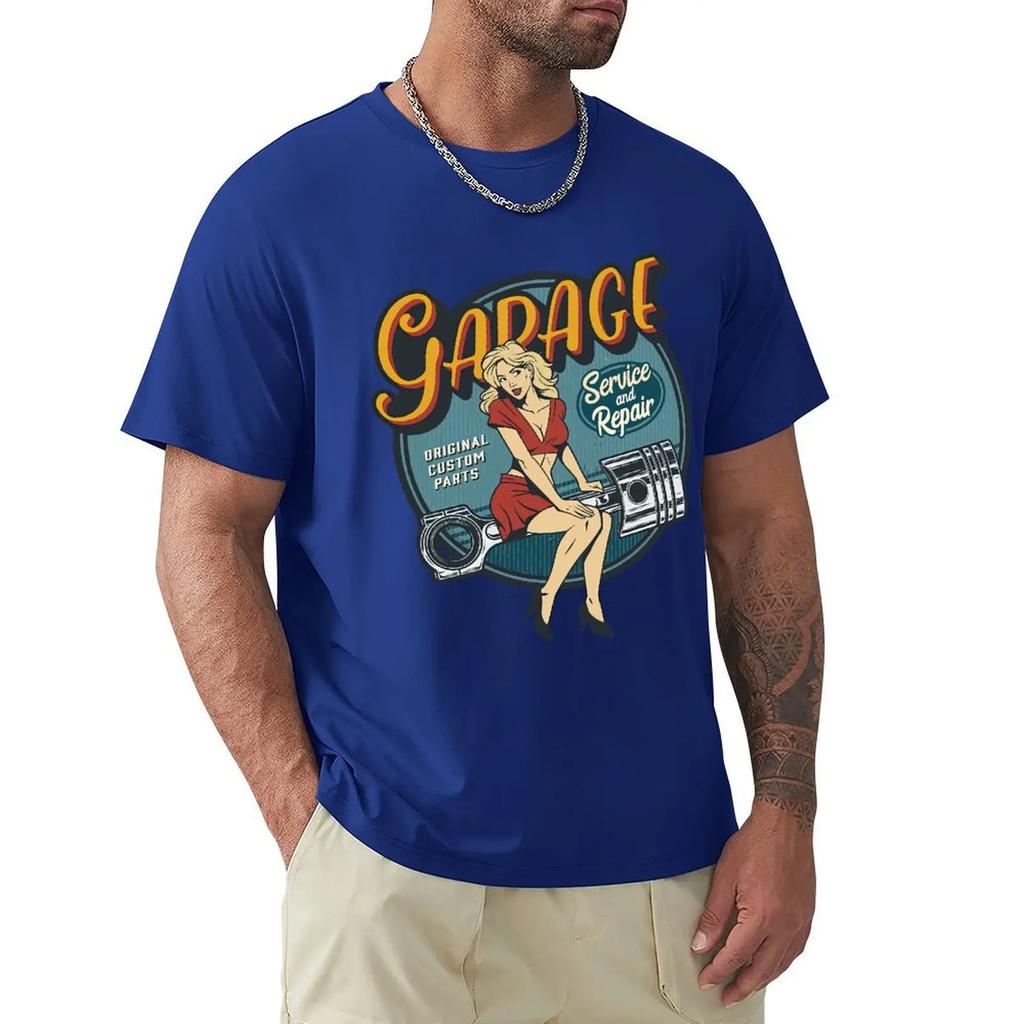 Vintage Colorful Garage Repair Service T Shirt Harajuku Short Sleeve T-shirt 100% Cotton Graphics Tshirt Tops