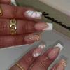Nail Art Patch Simple Removable Nail Gold Three-dimensional Line Wearing Nail French Flower Nail Art Diamond