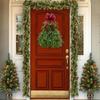 Plaid Mesh Wreath Red Bow Xmas Hanging Ornament Christmas Tree Shaped Wreath  Holiday Decoration