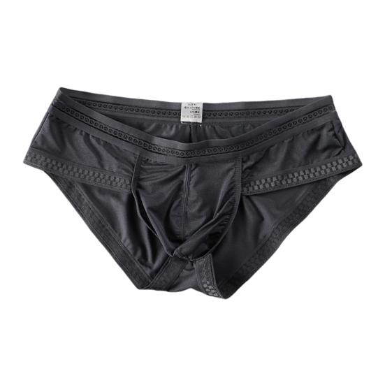 Men Briefs Solid Color Low-rise Ice Silk Briefs U-Convex Large Space Not Tight Underwear Ultra-thin Panties