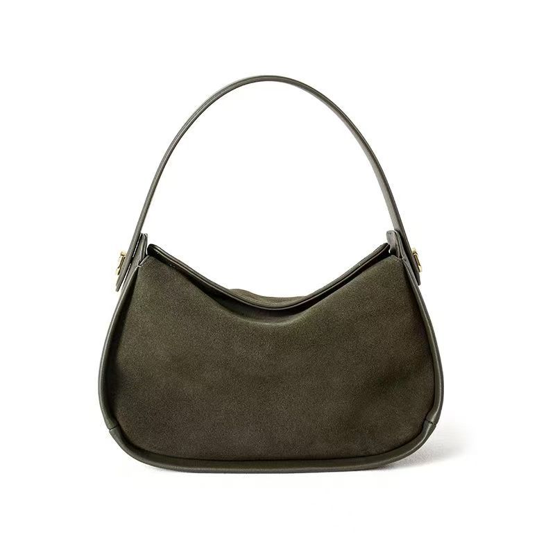 

New Suede Crossbody Bag High-quality Genuine Leather Magnetic Closure Box Bag Personal Design Handbag High-end Elegant Women Bag 28 x 9 x 16 cm оливкова сірим кольором