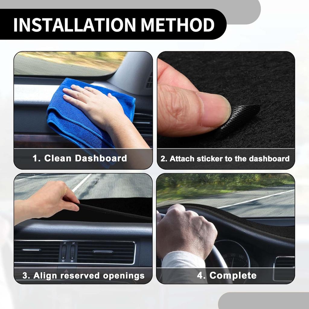 Dash Cover - Car Center Console Sun Shade Protect Carpet - for Nissan Juke 2011-2017 - Polyester Black with Sticker - 1 Set