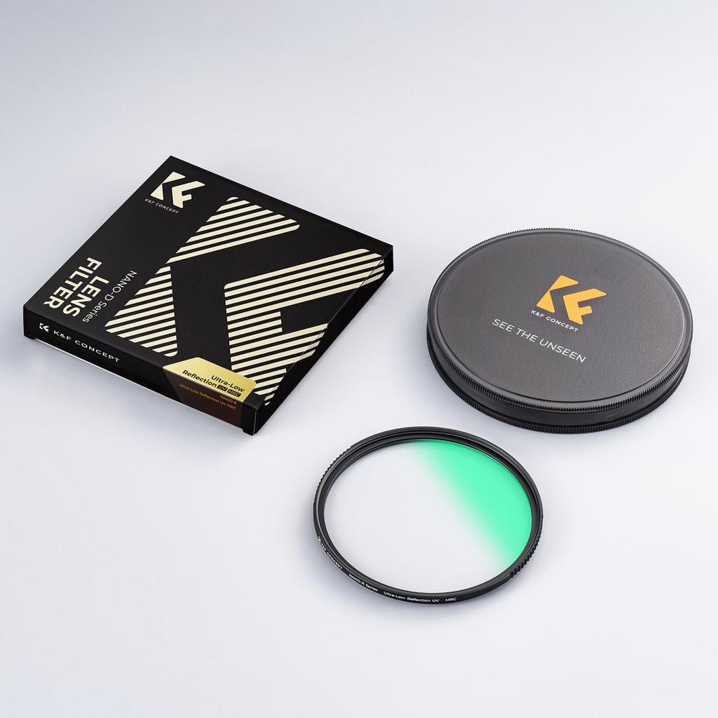CONCEPT 62mm UV Reflection Lens Protection High Optical Glass and K&F Filter, Ultra-Low (0.1%), Filter, Transmittance, Double-Sided 28-Layer Coating,