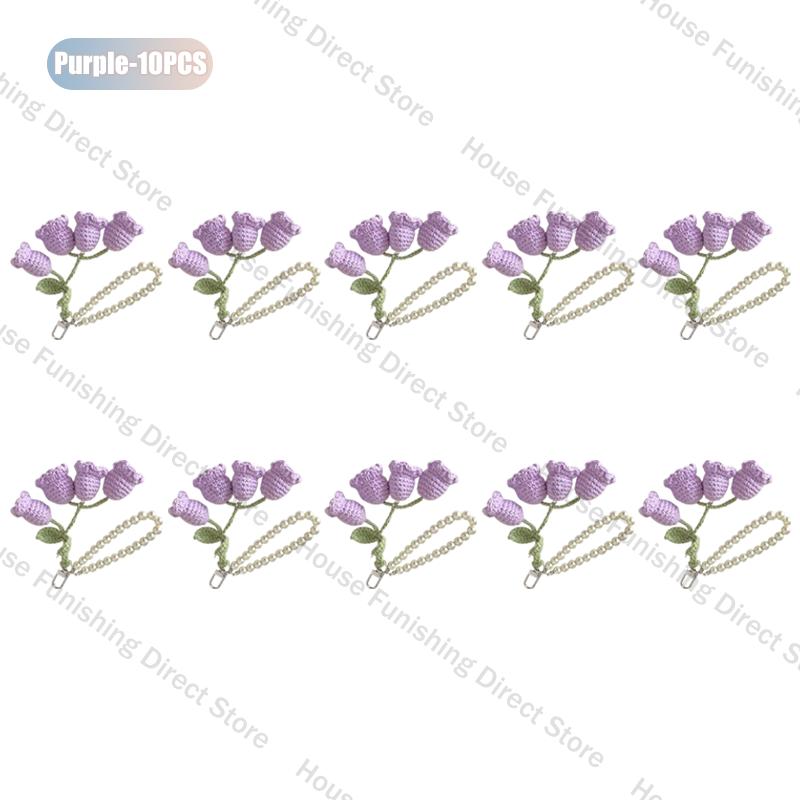 1-10PC Handmade Weaving Bag Pendant Lin Orchid Keyring Love Girl Pearl Chain Keychain Decoration Car Pendant Diy Bag Accessories