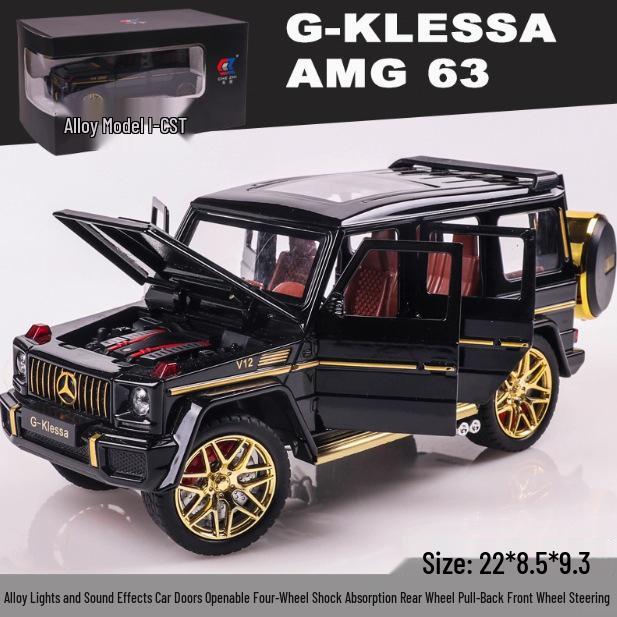 1:24 G63 Alloy Off-Road Toy Car, Six-Doors Open, Light & Sound, Pull-Back Action for Kids