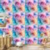 Wallpaper Ink blue, turquoise, purple and powder pink 50x1000