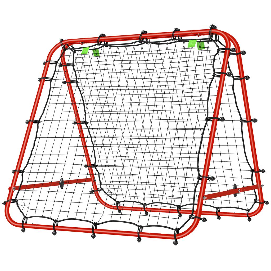 Double Sided Football Rebounder Net, Football Rebound Goal with Five Adjustable Angles, Red