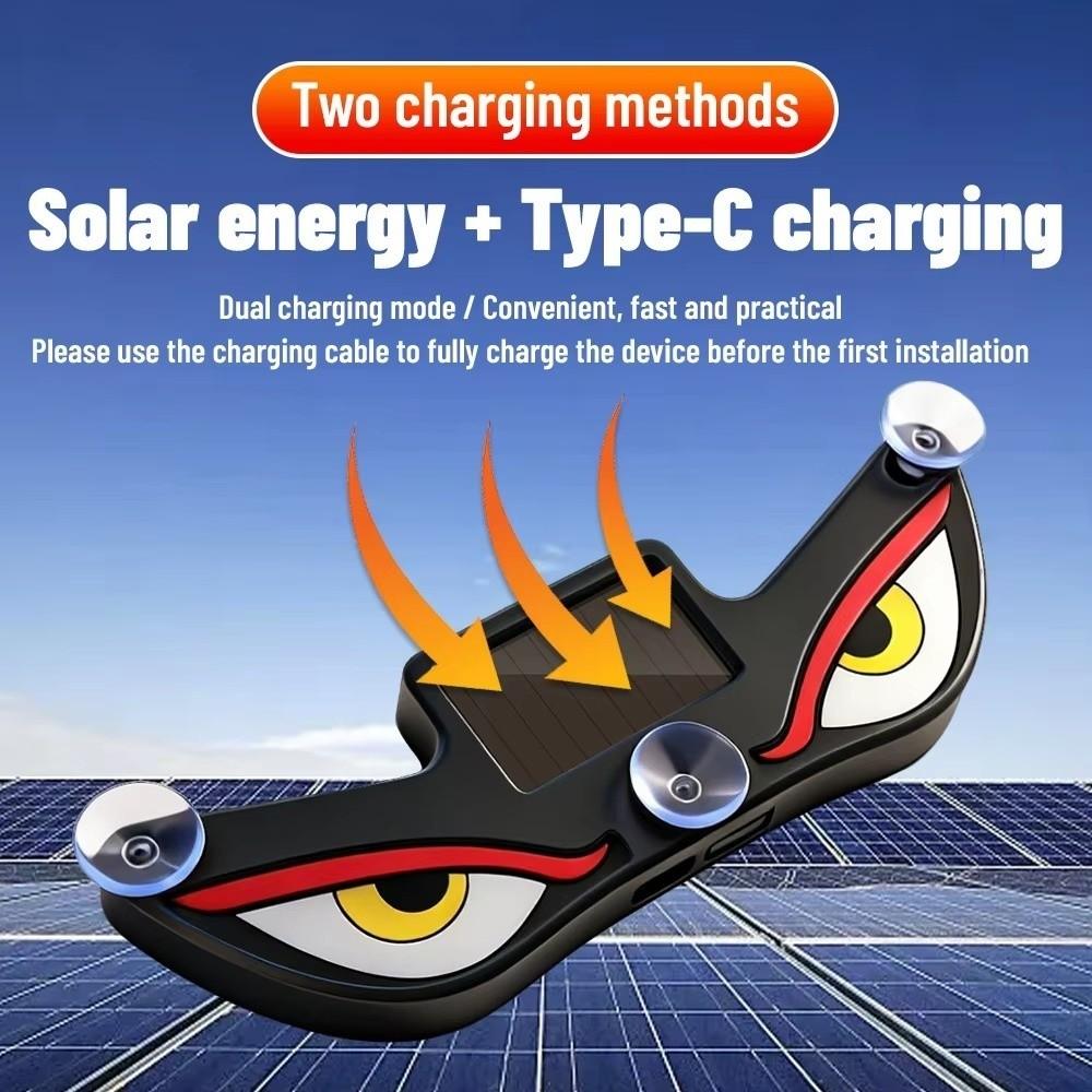 Blinking Moving Eyes Solar Demon Eye Light Anti-Rear-End Light  Universal Car Fit