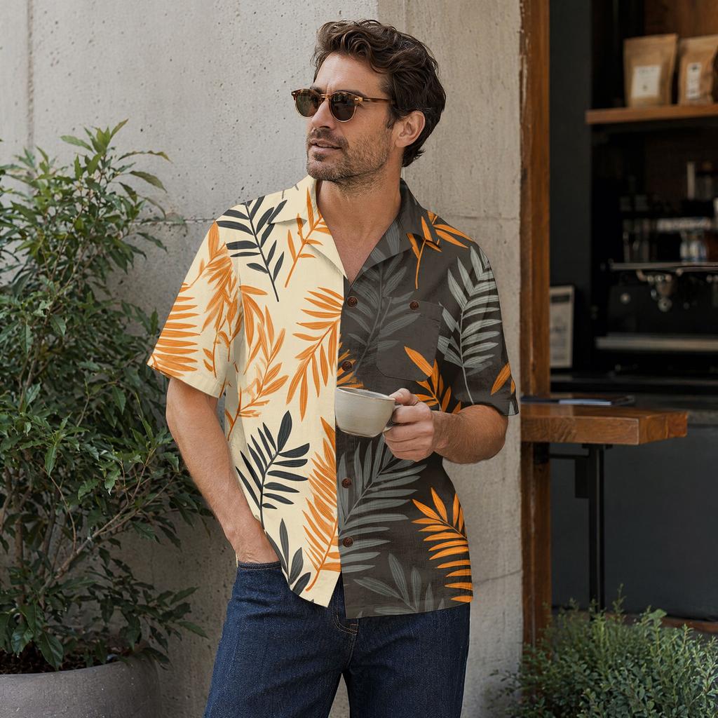 Men's Casual Short Sleeve Shirt Cotton Linen Blend Button Down Front Pocket Lightweight Breathable Summer Top