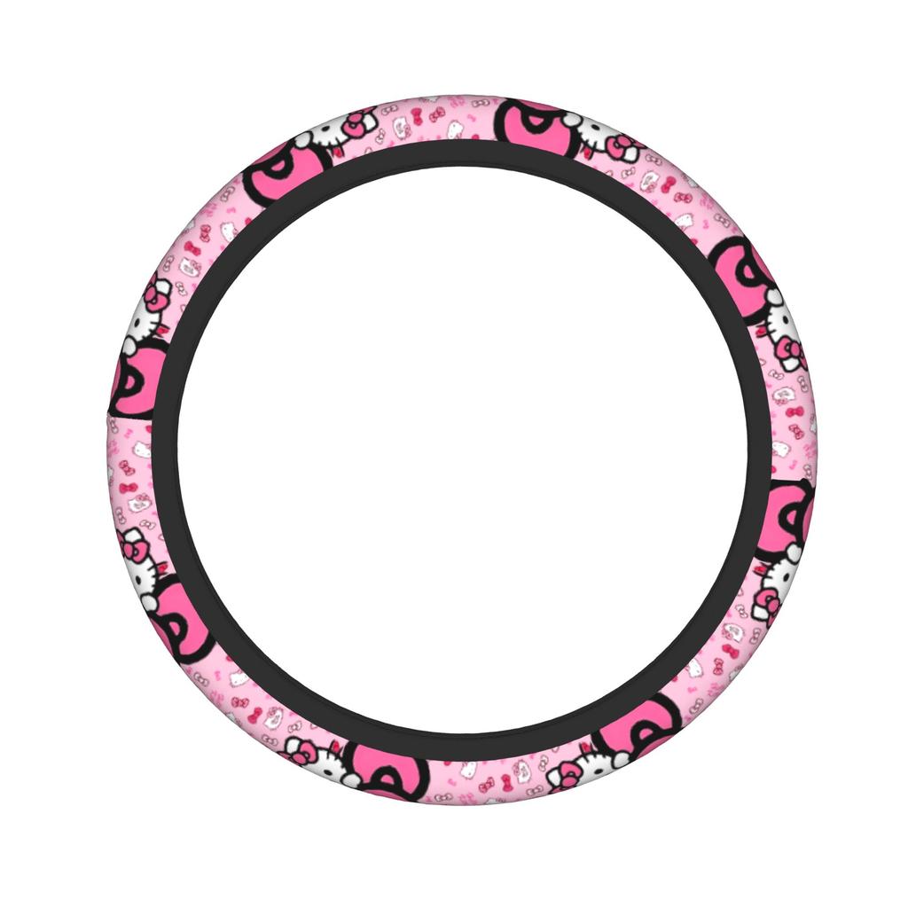 Kittys Cartoon Car Steering Wheel Cover 38cm Steering Wheel Protective Cover Auto Decoration Interior Accessories