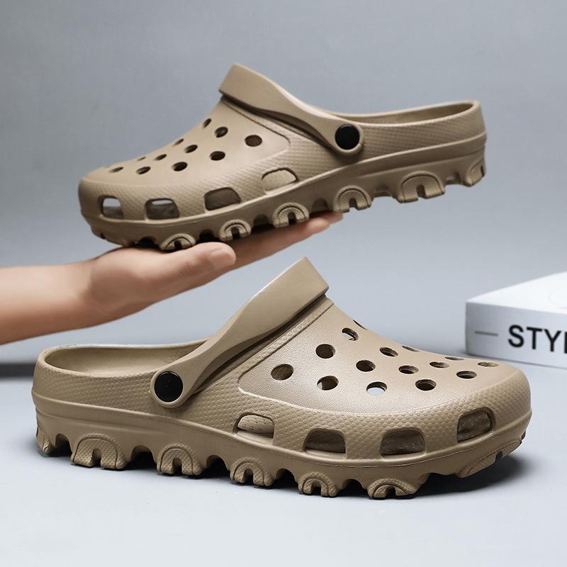 Hole Shoes Men's Beach Sandals 39-51 Large Size Slippers Bag Head Cool Slippers with Heel and Large Garden Shoes