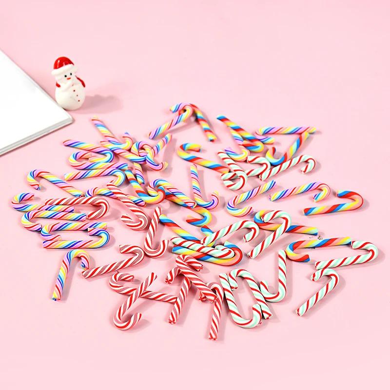 10/30Pcs Mini Candy Cane Christmas Decoration Red White Resin Candy DIY Crafts Xmas Pendant Navidad Home Decor New Year
