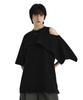 Teulimingbeodeu One-Sleeve Overlay Oversized T-Shirt [ Black ]