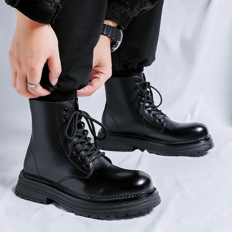 Fashion British Style Men Winter Fashion Classic Lace-up Flat Designer Ankle Boots Comfy Outdoor Office Shoes Casual Leather Oxford Shoe