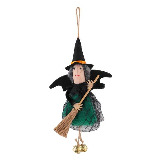 Halloween Hanging Witch Decoration Witch Bell Small Flying Ornament зелёный