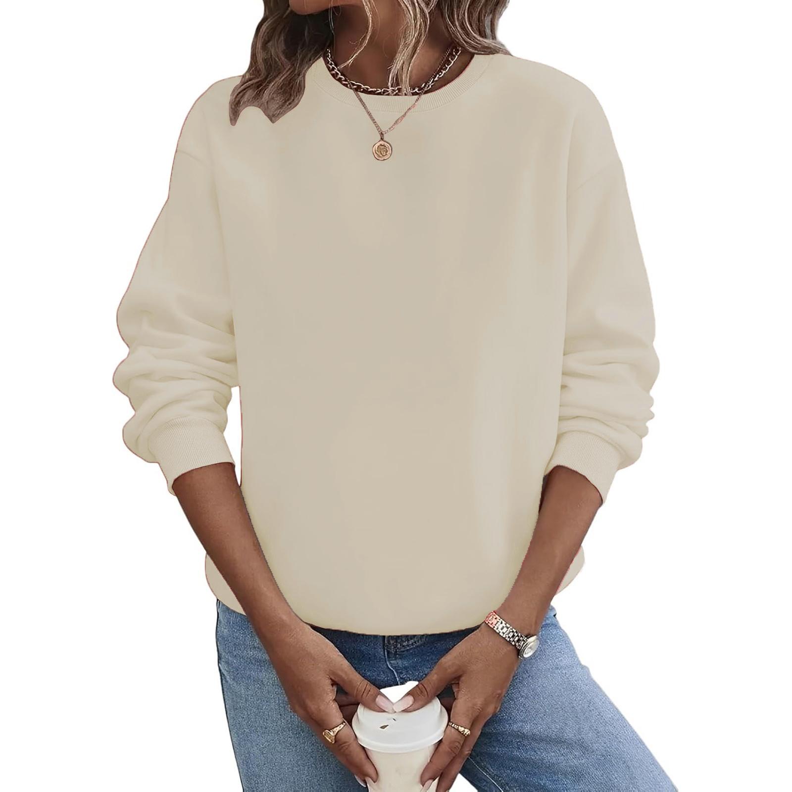 

Женский свободный пуловер с длинными рукавами, круглым вырезом, худи большого размера однотонного цвета XXL хаки