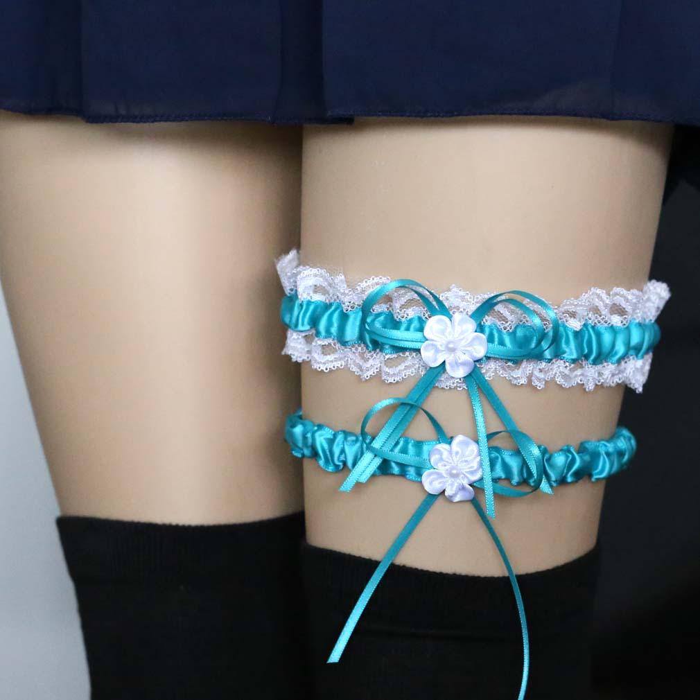 

Мереживна підв язка-метелик ручної роботи, весільна прикраса на ногу небо синє кольору