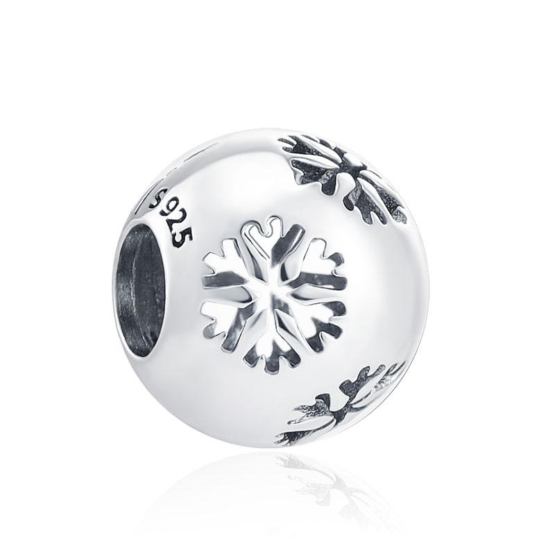 

New Copper Shiny Snowflake Pendants Dangle Charms Beads Fits Genuine Bracelets DoItYourself Jewellery Women Gifts