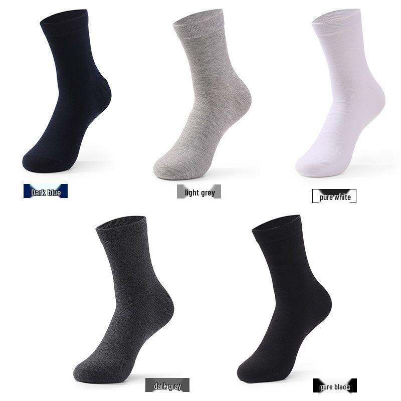 6 Pairs Men's Large Seamless Sweat-Absorbing Odor-Resistant Mid-Calf Socks for Autumn/Winter