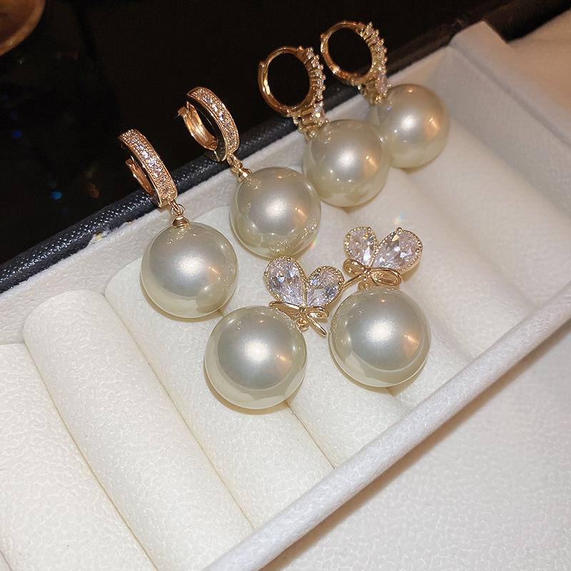 Pearl Round Love Earrings Simple Versatile Geometric Stud Earrings Fashion High Temperament Earrings Women