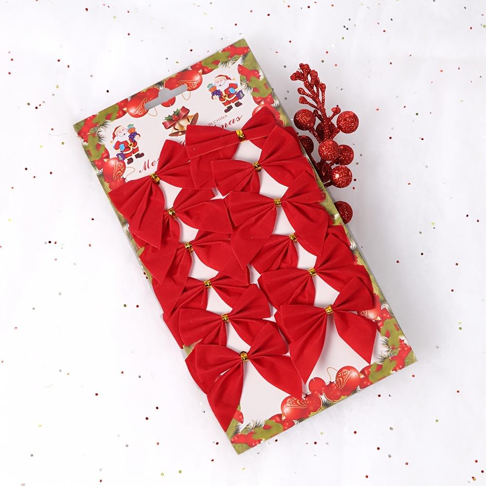 12pcs Mini Bow Christmas Tree Accessories - Perfect for Handmade Wedding Bouquets, Gift Packaging, Cake Decor, and More
