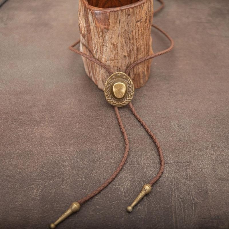 Bolo Tie for Men Star Hat Pendant Cowboy Bolo Ties Formal Shirt Accessory Vintage Bolo Tie Classical Country Necklace
