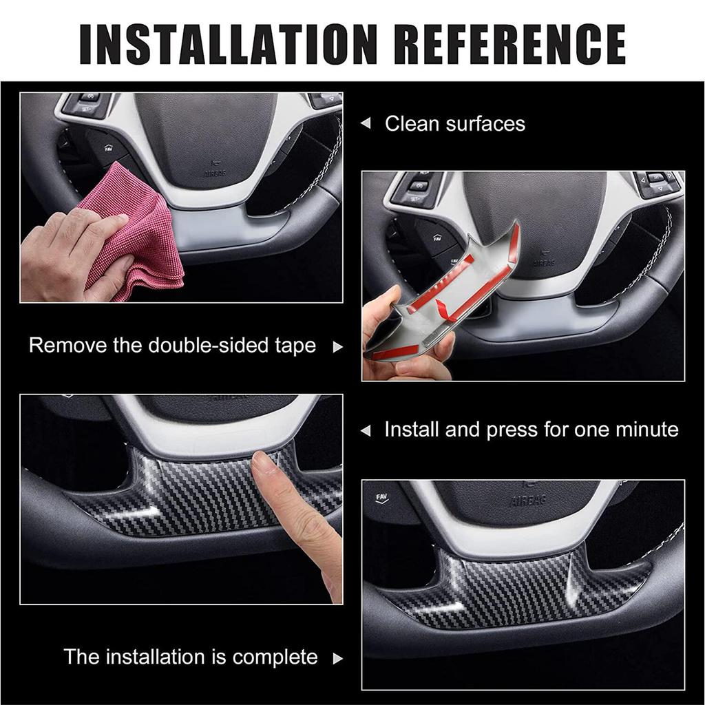 Carbon Fiber Style Car Steering Wheel Covers Trim Sticker For Chevrolet Corvette C7 2014- Auto Interior Decoration