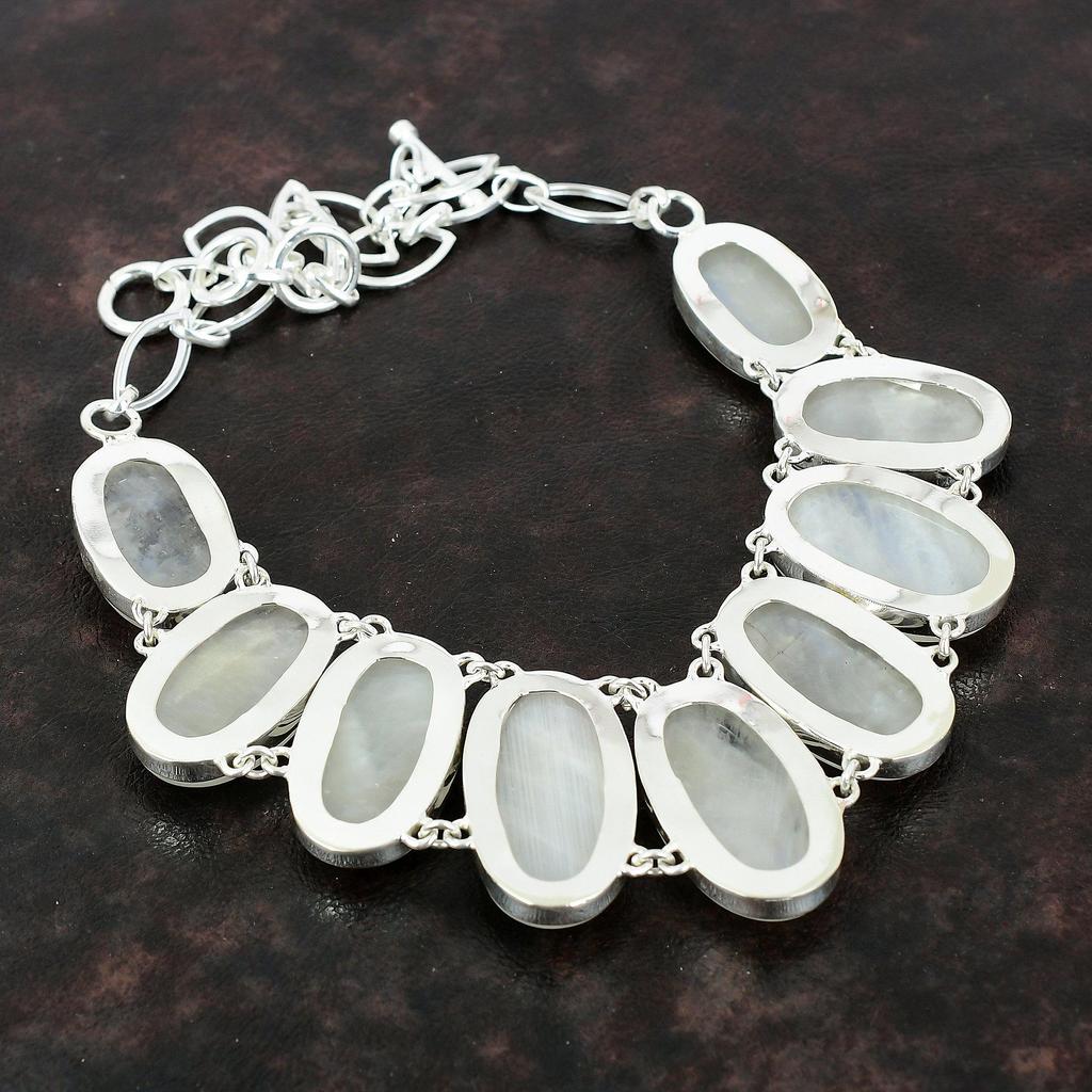 Rainbow Moonstone Necklace 925 Sterling Silver Necklace Brand New Jewelry Adjustable Chain Necklace Gemstone Handmade Jewelry Christmas Gift