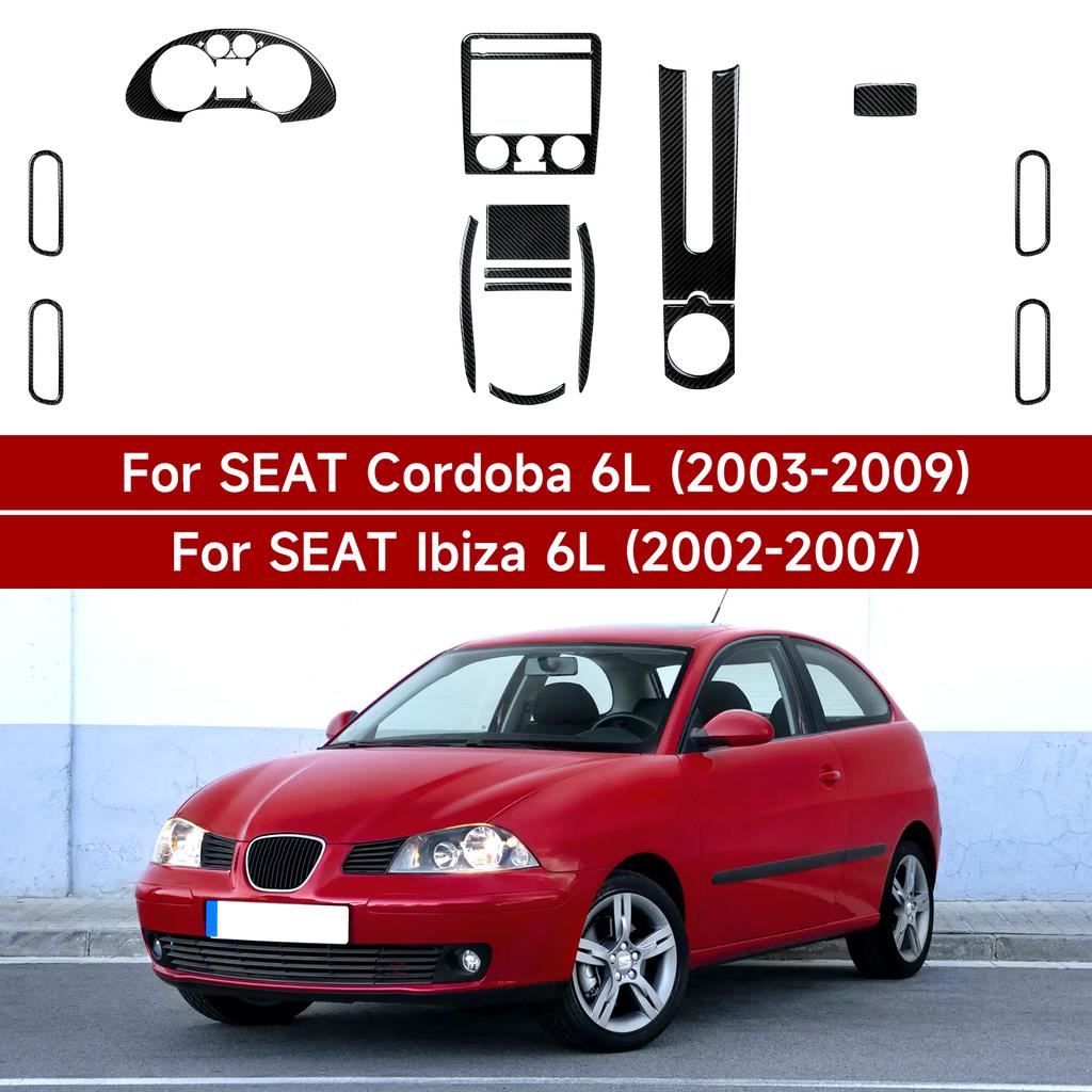 YJTX6 Für SEAT Cordoba Ibiza 6L (2002-2009) Auto Schaltknauf Abdeckung Verkleidung Kohlefaser Innenraum Aufkleber. Armaturenbrett Geschwindigkeitsanzeige Panel