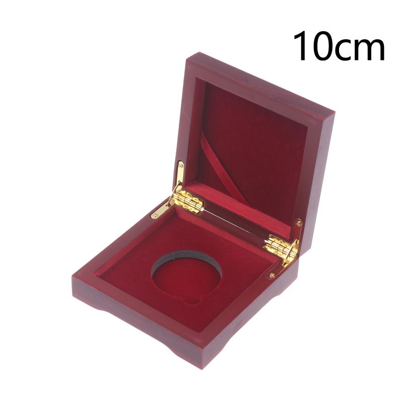 Деревянная коробка для хранения монет Витрина Защитный бокс для памятных монет Держатель для монет Монеты Награды Медали 10CM